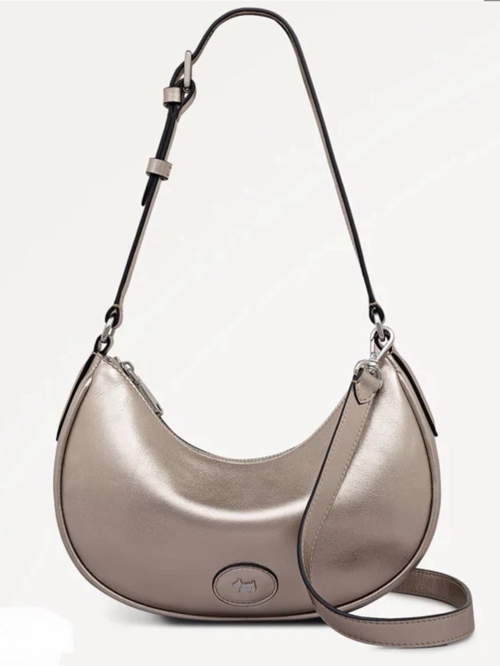 Radley London Heath crescent shoulder bag purse handbag leather metallic